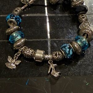 Elegant Silver and Blue Charm Bracelet